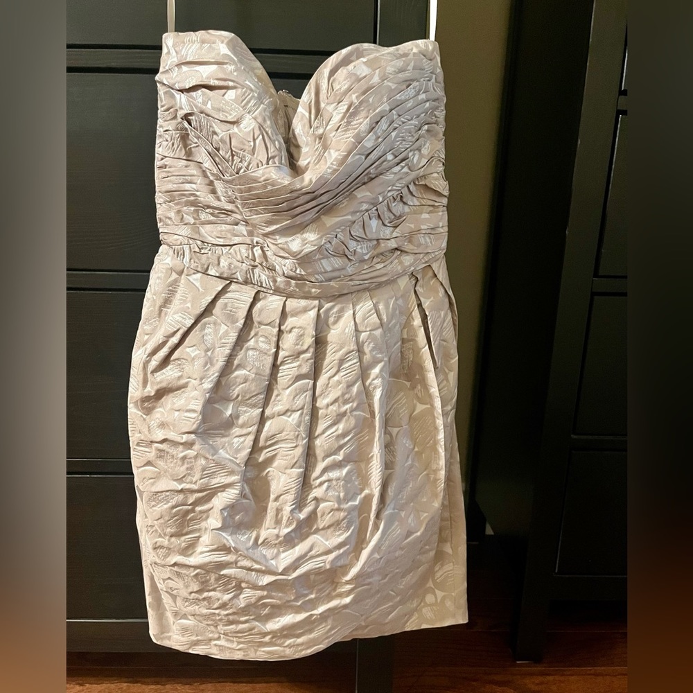 MAX AND CLEO-Strapless Sweetheart neckline Cream/Taupe Cocktail, Prom Mini dress